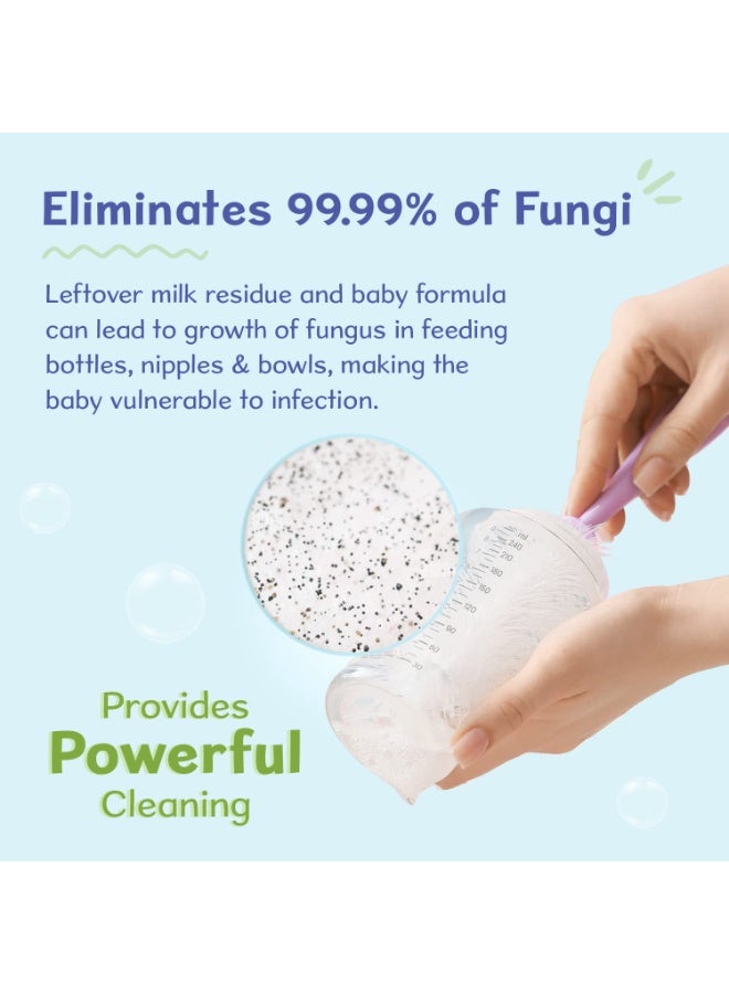 شيكو Chicco Liquid Cleanser 200ml Bottle Wash for Cleaning Baby Bottles, 100% Food Grade & Natural Ingredients, kills 99.99% Germs, Anti-Bacterial & Anti-Fungal, Cleans Baby Feeding Bottles, Nipples, Sipper Cups, Toys, Fruits, Vegetables, etc., Baby Safe & Dermatologically tested - Image 2